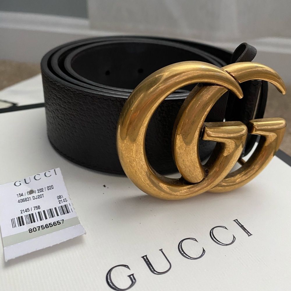 Double G Leather Gucci Belt